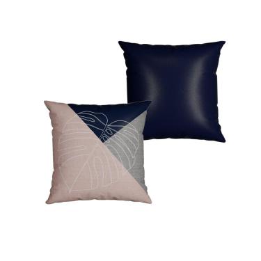 Imagem de Kit com 2 Almofadas Decorativas Planta Bordada azul 43cm x 43cm 436 Belchior