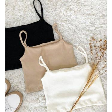 Imagem de Top Cropped Alça Reta Canelado com Forro