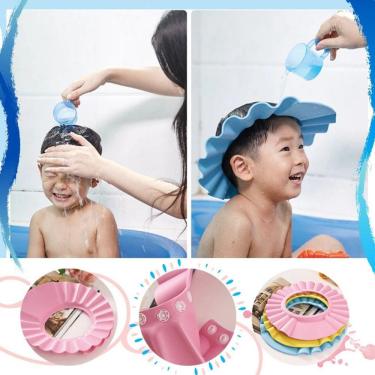 Imagem de Chapéu De Banho Protetor Viseira Lava Cabeça Bebês Crianças