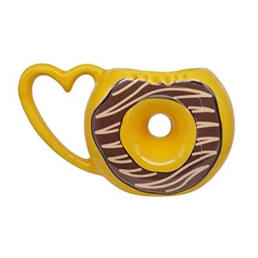 Imagem de Caneca Donuts Rosquinha Cerâmica Decorada Chocolate Amarelo