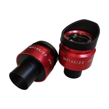 Imagem de Adaptador de microscópio 23,2mm WF10X 22mm Shell vermelho microscópio biológico ajustável lente ocular acessórios de microscópio (cor: quantidade 2pcs)