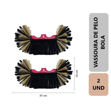 Imagem de Kit 2 - Vassoura De Pelo Bola Sintético 35 Cm Sem Cabo