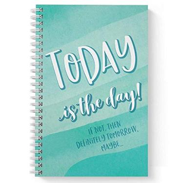 Imagem de Caderno/diário espiral snarky Softcover Today Is The Day 14 cm x 21,5 cm, 120 páginas de lista de verificação, capa laminada brilhante durável, espiral de fio branco. Feito nos EUA