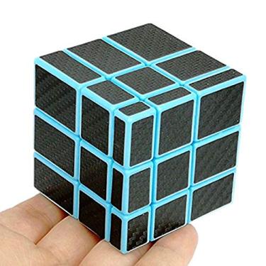 Imagem de CuberSpeed Unusual Blue Mirror Cube Black Carbon Fiber Stickers 3x3 Magic Cube Mirror Blocks Blue Speed Cube