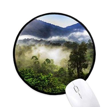 Imagem de DIYthinker Névoa Ciência Florestal Cenário Natureza Mouse Pad Desktop Escritório Tapete Redondo para Computador