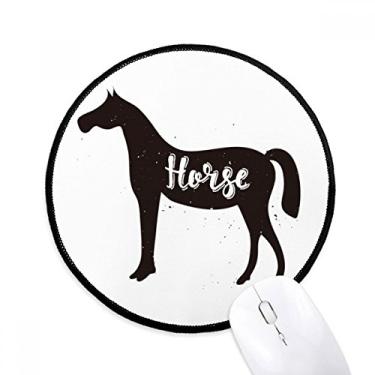 Imagem de Mouse pad de cavalo preto e branco animal tapete redondo de escritório para computador