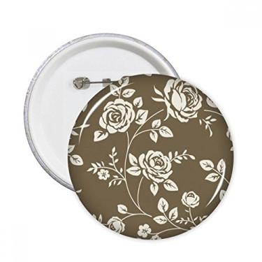Imagem de Broche redondo de desenho de rosas com flores e broches redondos para decoração de 5 peças