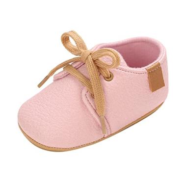 Imagem de Primavera e outono infantil bebê infantil meninos e meninas antiderrapante leve cadarço confortável sapatos de bebê menino, rosa, 0-6 meses