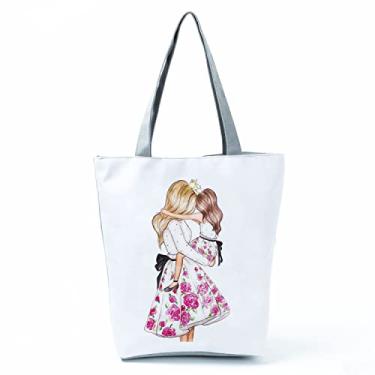 Imagem de Bolsas femininas afro douradas impressas bolsa de ombro moda bonita bolsa de compras ecológica portátil bolsa de praia de alta capacidade, Hl3035