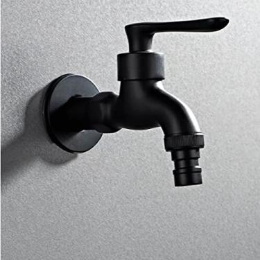 Imagem de Torneira de banheiro preta única de parede fria Máquina de lavar de torneira única torneira de água fria de jardim torneira preta, B curto