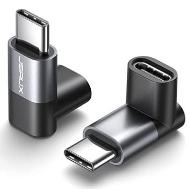 Imagem de JSAUX Pacote com 2 adaptadores USB C para USB C de 90 graus, transferência de dados de 100 W, 40 Gbps, adaptador tipo C para Steam Deck, Switch 2, ROG Ally, iPhone Air, iPhone 15/16/17 Series e mais