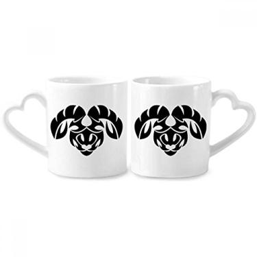 Imagem de Conjunto de canecas de porcelana para casal com símbolo do zodíaco de Áries Constellation