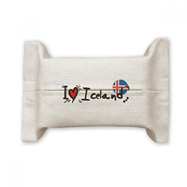 Imagem de I Love Iceland Word Flag Love Heart Illustration Suporte de capa de papel de tecido de algodão saco de linho