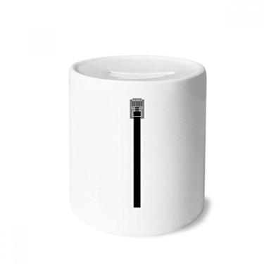 Imagem de DIYthinker Cabo de Internet preto padrão plugue USB caixa de dinheiro caixa de cerâmica porta-moedas presente de cofrinho