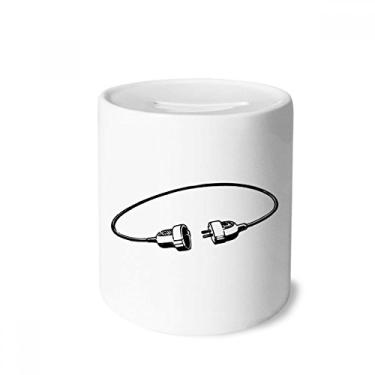 Imagem de DIYthinker Tomada de cabo de carregamento padrão caixa de dinheiro caixa de cerâmica porta-moedas presente de cofrinho