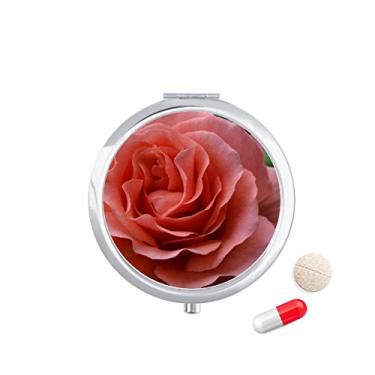 Imagem de Porta-comprimidos, folhas verdes rosas rosas, caixa de armazenamento de remédios dispensador