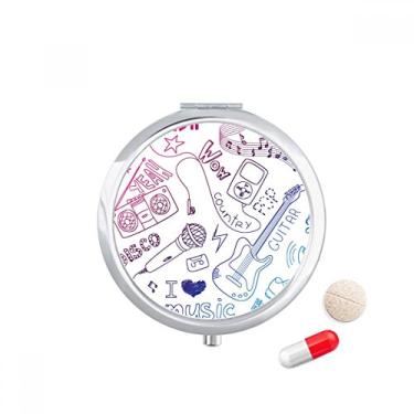 Imagem de Combinação de fone de ouvido com padrão de música ilustrado, caixa de armazenamento de medicamentos, dispensador de contêiner