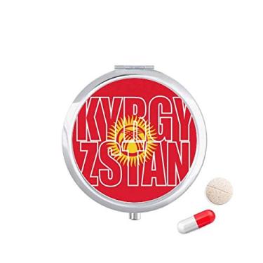 Imagem de Caixa de comprimidos com nome da bandeira do Quirguistão com bolso para armazenamento de medicamentos