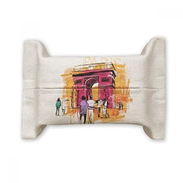 Imagem de Triumphal Arch Paris França Suporte de capa de papel para lenços faciais de algodão e linho