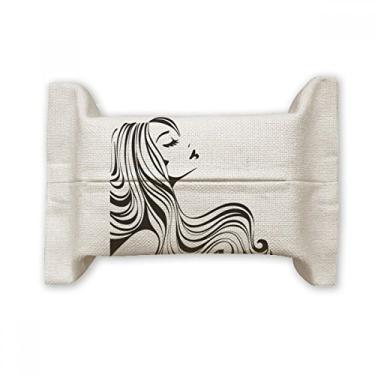 Imagem de Linda bolsa de linho de algodão com contorno de mulher de cabelo encaracolado