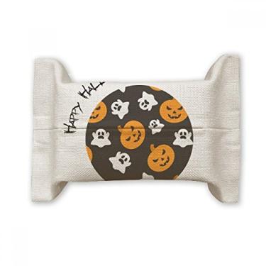 Imagem de Bolsa de linho de algodão para lenços faciais fantasma Hallowmas de abóbora Halloween