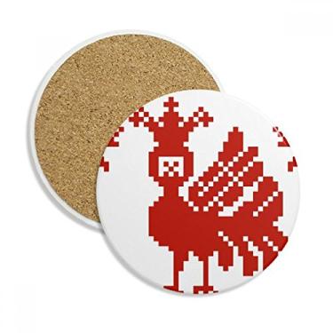 Imagem de Mosaico Vermelho Árvore de Animais Rússia Caneca Porta-copos Proteção de Mesa Pedra Absorvente
