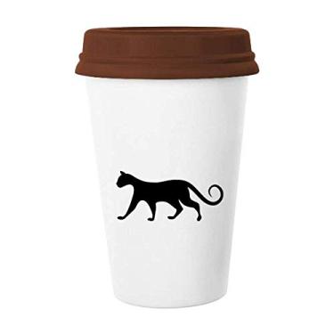 Imagem de Caneca encantadora preta para amantes de gatos com desenho de animal, caneca de cerâmica para copo de café