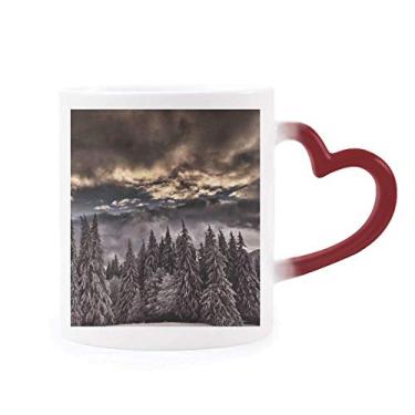 Imagem de Caneca de grés branca céu escuro céu sensível ao calor muda de cor vermelha