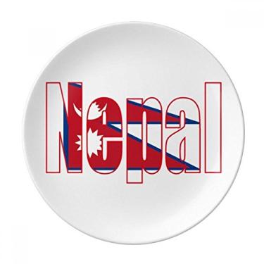 Imagem de Placa de nome da bandeira do Nepal de porcelana decorativa Salver louças de jantar