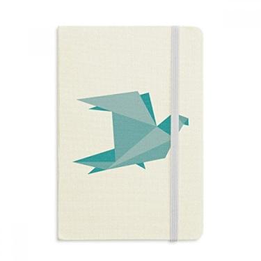 Imagem de Caderno com estampa de pombo abstrata de origami verde, capa dura de tecido, diário clássico