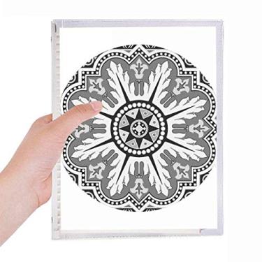 Imagem de Caderno estilo árabe, preto, branco, estilo árabe, folhas soltas, diário recarregável, papelaria