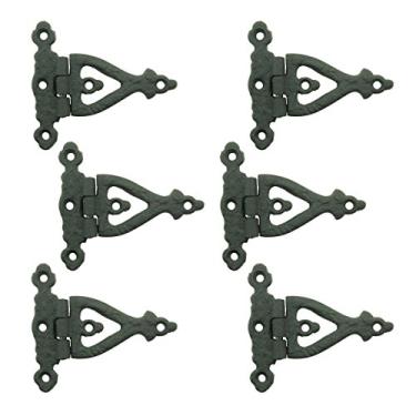 Imagem de Renovators Supply Manufacturing Dobradiça de porta de armário preta com ferragens de 7,6 cm. Dobradiça de montagem embutida de ferro forjado resistente à ferrugem para armários, pacote com 6