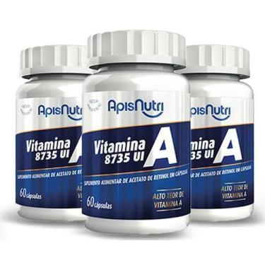 Imagem de Vitamina A Suplemento Alimentar Retinol Kit 3 Unidades 60 Cápsulas - D