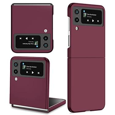 Imagem de Para Samsung Z Flip 4 3 2 Capa Untra Thin Anti-Fingerprint à prova de choque capa dura para Z Flip Phones, Claret, para Galaxy Z Flip1