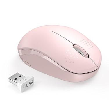 Imagem de Mouse sem fio Seenda, mouse sem ruído de 2,4 G com receptor USB, mouse portátil de computador para PC, tablet, laptop e Windows/Mac/Linux, rosa, Portable Wireless Mosue