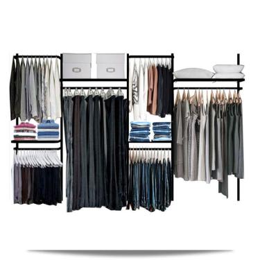 Imagem de Closet arara aramado trilho parede super resistente moderno 3,10 PT