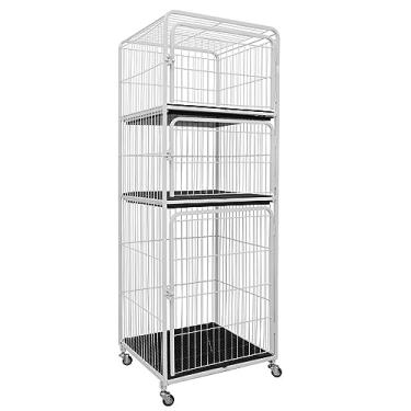 Imagem de Canil Gaiola Vertical Mega 3 Lugares Branco Cachorro Pet