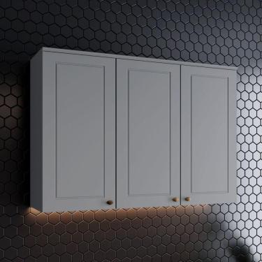 Imagem de Armário Aéreo 3 Portas 120cm Emily Espresso Móveis Cinza