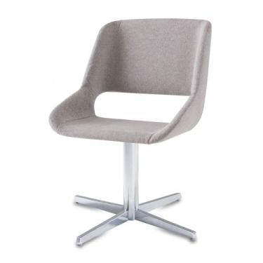 Imagem de Cadeira Dife Assento Estofado Rustico Cru Base Fixa Em Aluminio - 5588