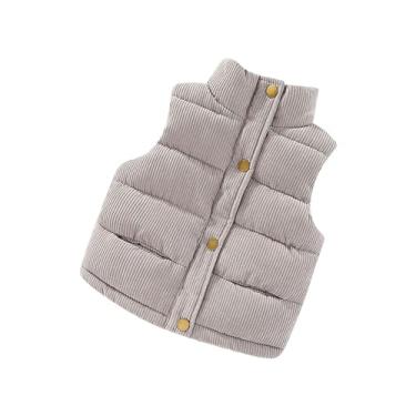 Imagem de Casaco infantil para meninos e meninas, colete de veludo cotelê para bebês ao ar livre, torre, jaquetas, blusas, jaquetas de inverno para crianças pequenas, Cinza, 7-8 Anos