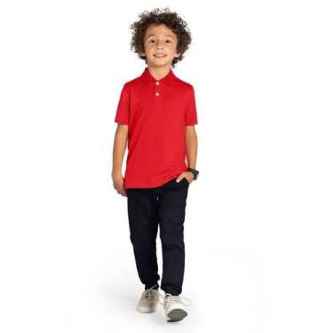 Imagem de Camiseta Infantil Gola Polo Vermelha 100% Algodão Brandili