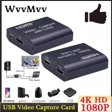 Imagem de Cartão de captura de vídeo USB  HDMI-Compatível com USB 2.0  HD  4K  1080P  Caixa de gravação  PS4