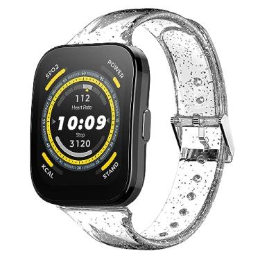 Imagem de Relógio inteligente compatível com Amazfit Bip 5, Lamshaw 22 mm, silicone macio, glitter, transparente, esportiva, compatível com Amazfit Bip 5 / Cheetah Pro / Cheetah / GTR 47 mm / GTR 2 / GTR 3 / GTR 3 Pro / GTR 4 / GTR 2e / Falcon / Stratos Smartwatch (transparente)