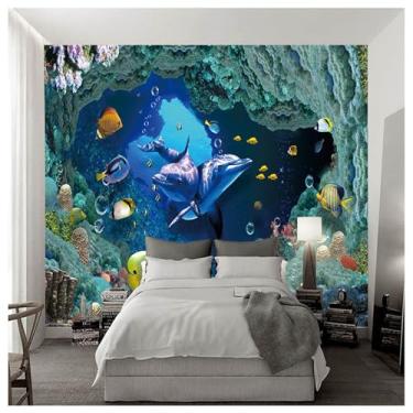Imagem de TUYIFA Papel de parede 3d pintado à mão mundo subaquático papel de parede sala de estar quarto TV sofá pintura decorativa fundo mural de parede (169''x118'' (430x300cm), pano de seda)