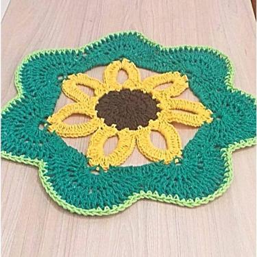 Imagem de Sousplat Centro de Mesa Crochê Girassol / Decoração Casa, Sala, Cozinha / caminho de mesa de crochê redondo / jogo ameri