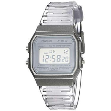 Imagem de Casio Relógio de quartzo com pulseira de resina, cinza, 20 (modelo: F-91WS-8CF)