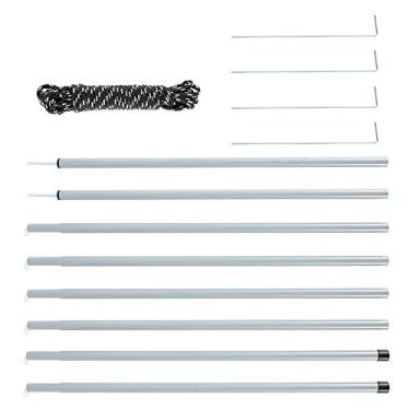 Imagem de Postes de lona de acampamento ajustáveis, postes de barraca, abrigo de lona, conjunto de bastões telescópicos de ferro com haste de suporte, suporte de lona de toldo, mastro de varanda vertical para