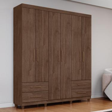 Imagem de Guarda Roupa Casal 6 Portas 4 Gavetas Canadá Plus Conquista Móveis - Cacau