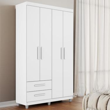 Imagem de Guarda Roupa Solteiro 4 Portas 2 Gavetas Canadá Plus Conquista Móveis - Branco