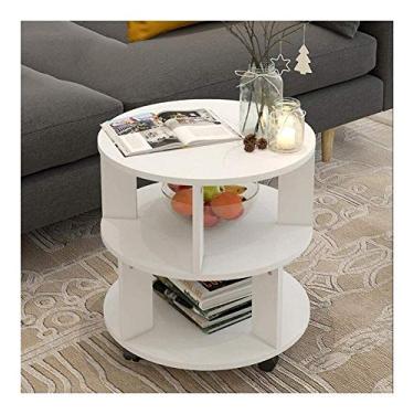 Imagem de Bandeja de mesa lateral para casa para cama ou cadeira, mesa lateral de sofá redonda com armazenamento de 3 camadas móveis modernos mesa de lanche de café pequena (cor: A, tamanho: 48 x 48 cm) (C 18,9